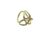 Intex Scandia Skjerf ring, 3 hull m/strass, gull
