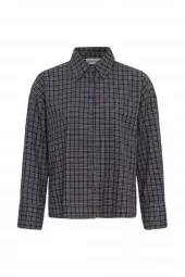 My Essential Wardrobe Lennie boxy check shirt, blå