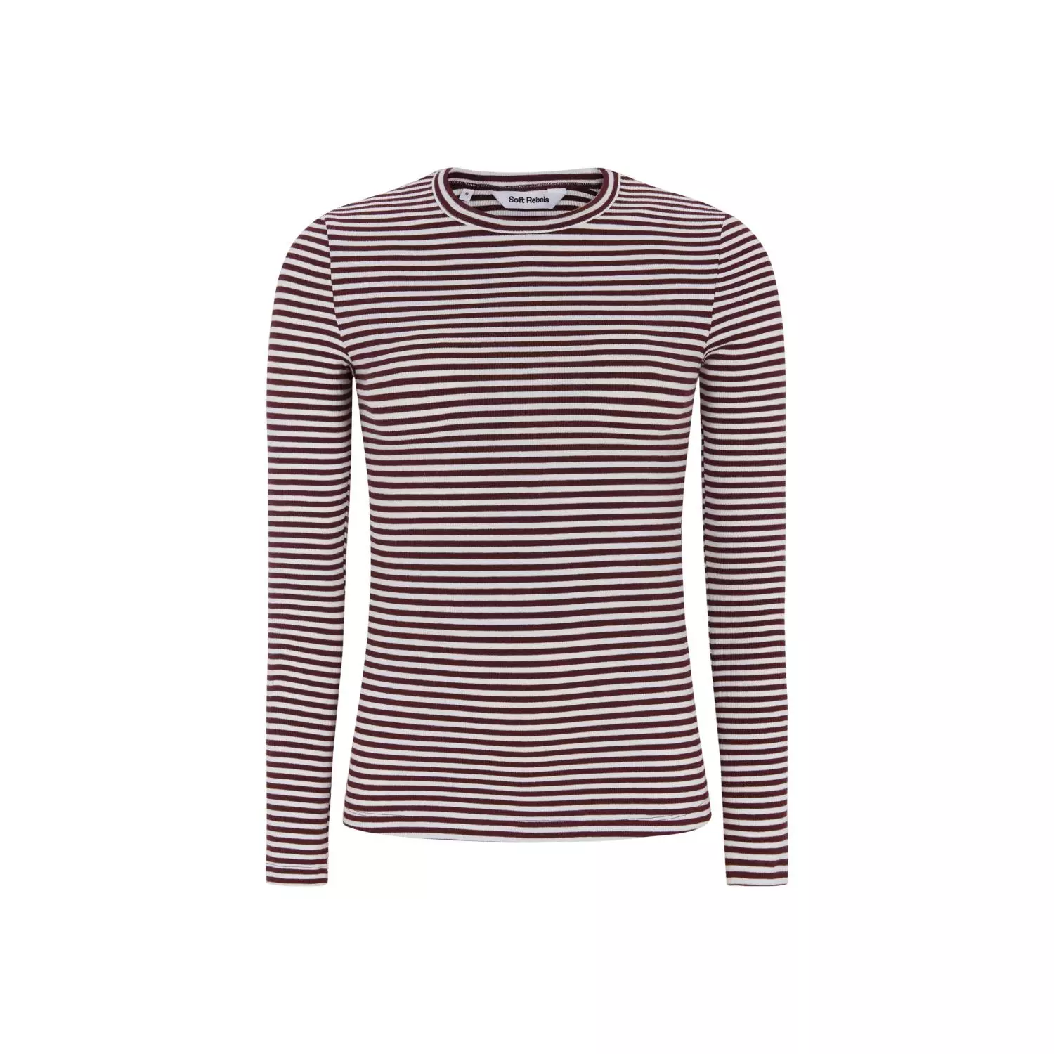 Soft Rebels SRFenja Stripe o-neck top, burgunder stripet