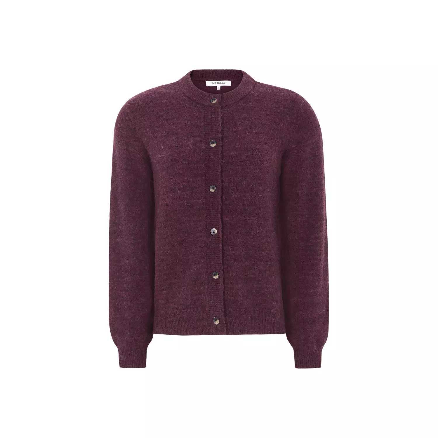 Soft Rebels SRAllison o-neck cardigan knit, burgunder