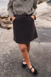 Raus Ella HW Skirt, kordfløyel brun