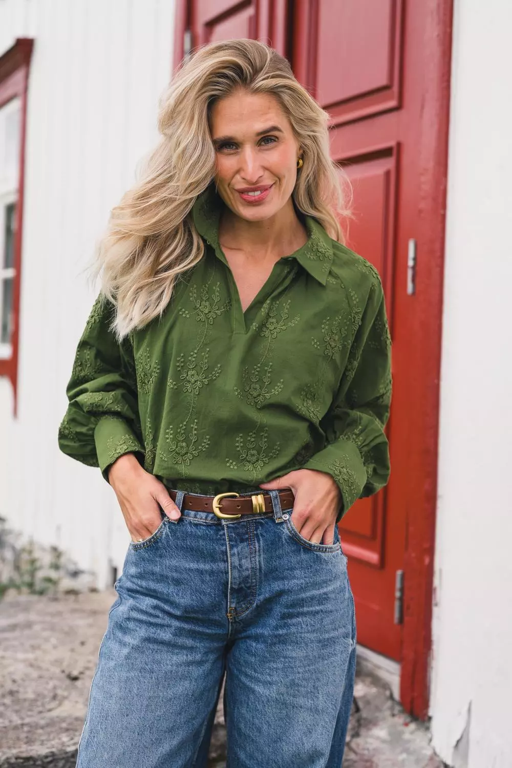 Raus Camilla Top EMB, grønn