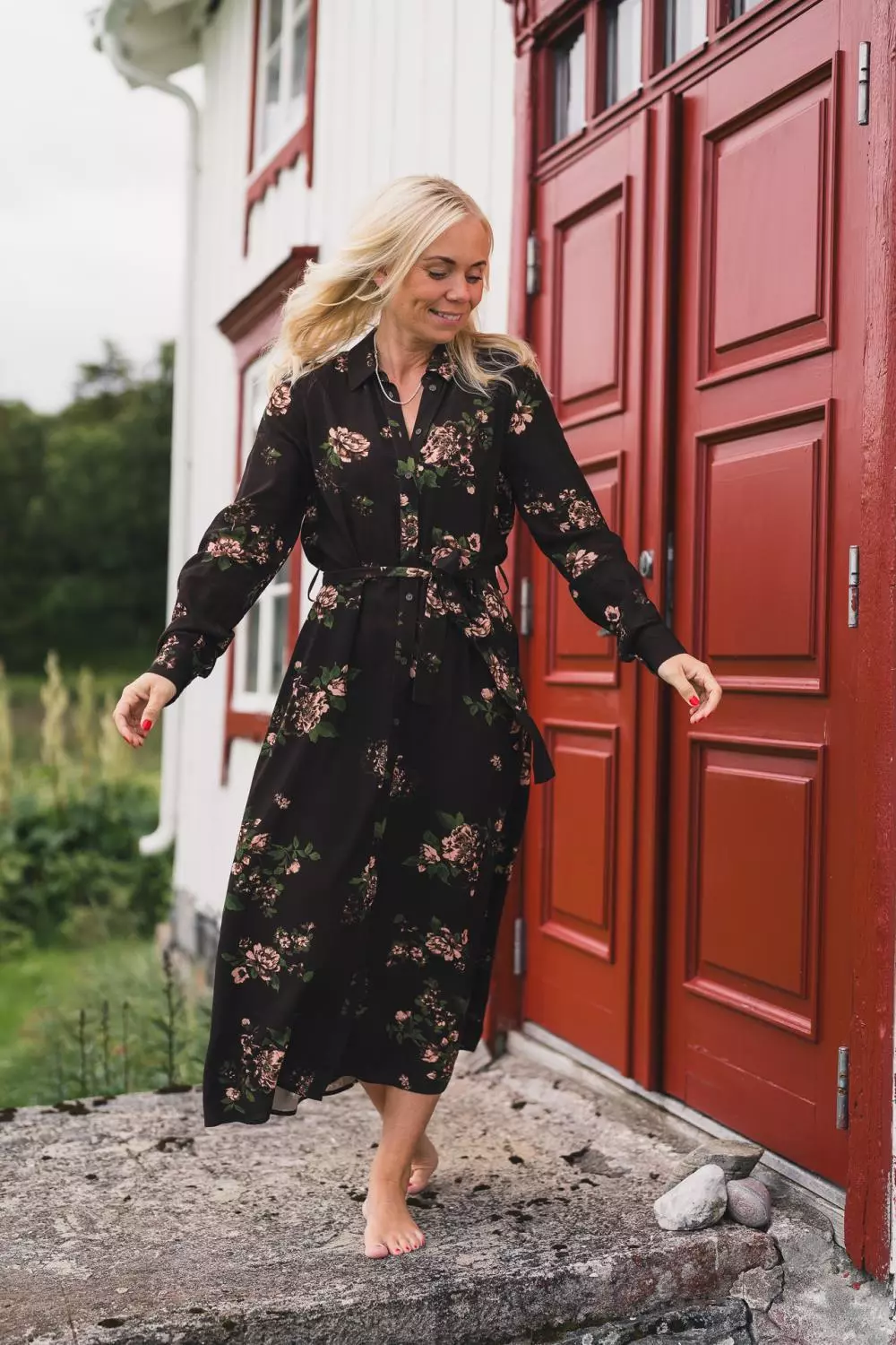 Raus Irene Shirt Dress, brun/blomster