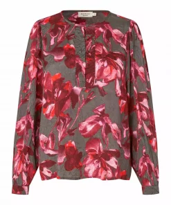 Masai MaDarya Shirt, grå/rosa/rød mønstret