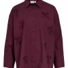Vila ViIsolda Oversize Shirt, Bow, burgunder