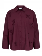 Vila ViIsolda Oversize Shirt, Bow, burgunder