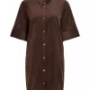Vila Courdie 2/4 Dress, kjole i kordfløyel, brun