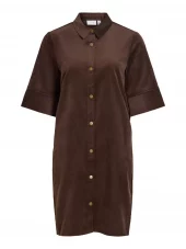 Vila Courdie 2/4 Dress, kjole i kordfløyel, brun