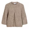 Vila Vibows 3/4 knit cardigan, beige