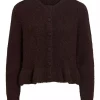 Vila Vibows L/S Flounce knit cardigan, brun