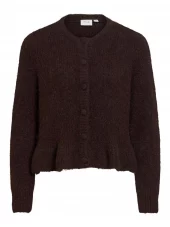 Vila Vibows L/S Flounce knit cardigan, brun