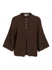 Vila Vibows 3/4 knit cardigan, brun