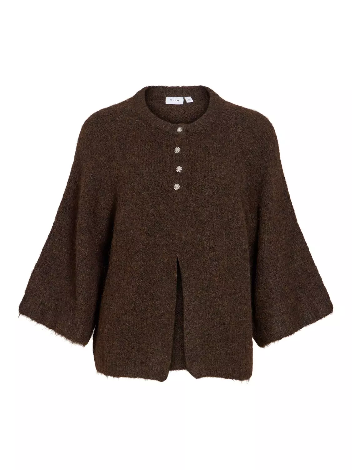 Vila Vibows 3/4 knit cardigan, brun