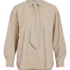 Vila Vinera Loose L/S Shirt, beige rutete