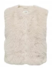 JDY Ora Faux Fur Waistcoat, beige