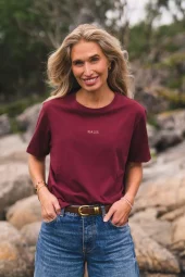 Raus Linn Logo Tee, burgunder