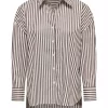 JDY Vesper L/S Loose Shirt, stripete, brun