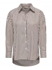JDY Vesper L/S Loose Shirt, stripete, brun