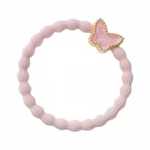 byEloise Enamel Gold Butterfly Soft Pink, hårstrikk, rosa
