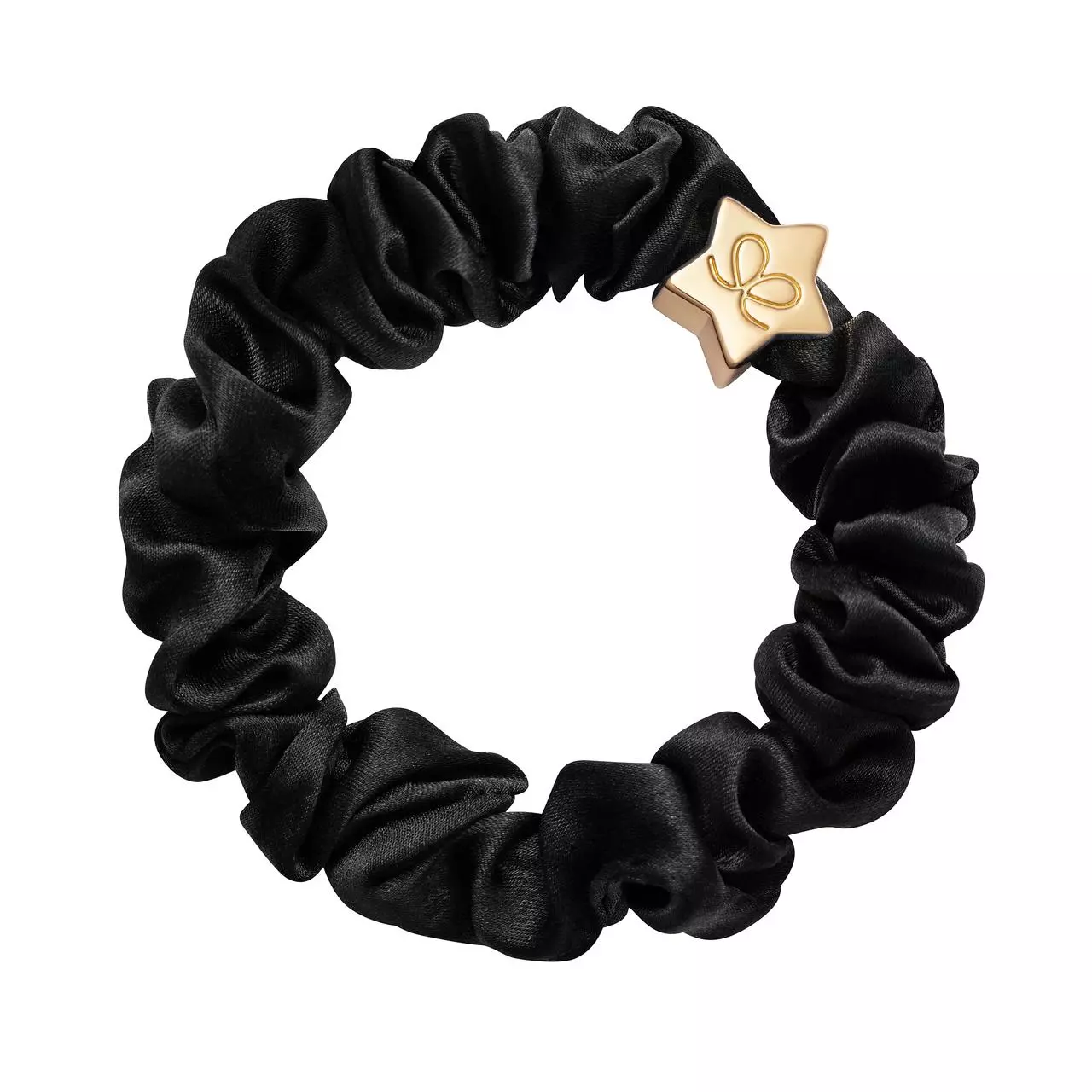 byEloise Gold Star Silk Scrunchie Black