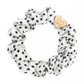 byEloise Gold Heart Silk Scrunchie Polka Dot, hvit