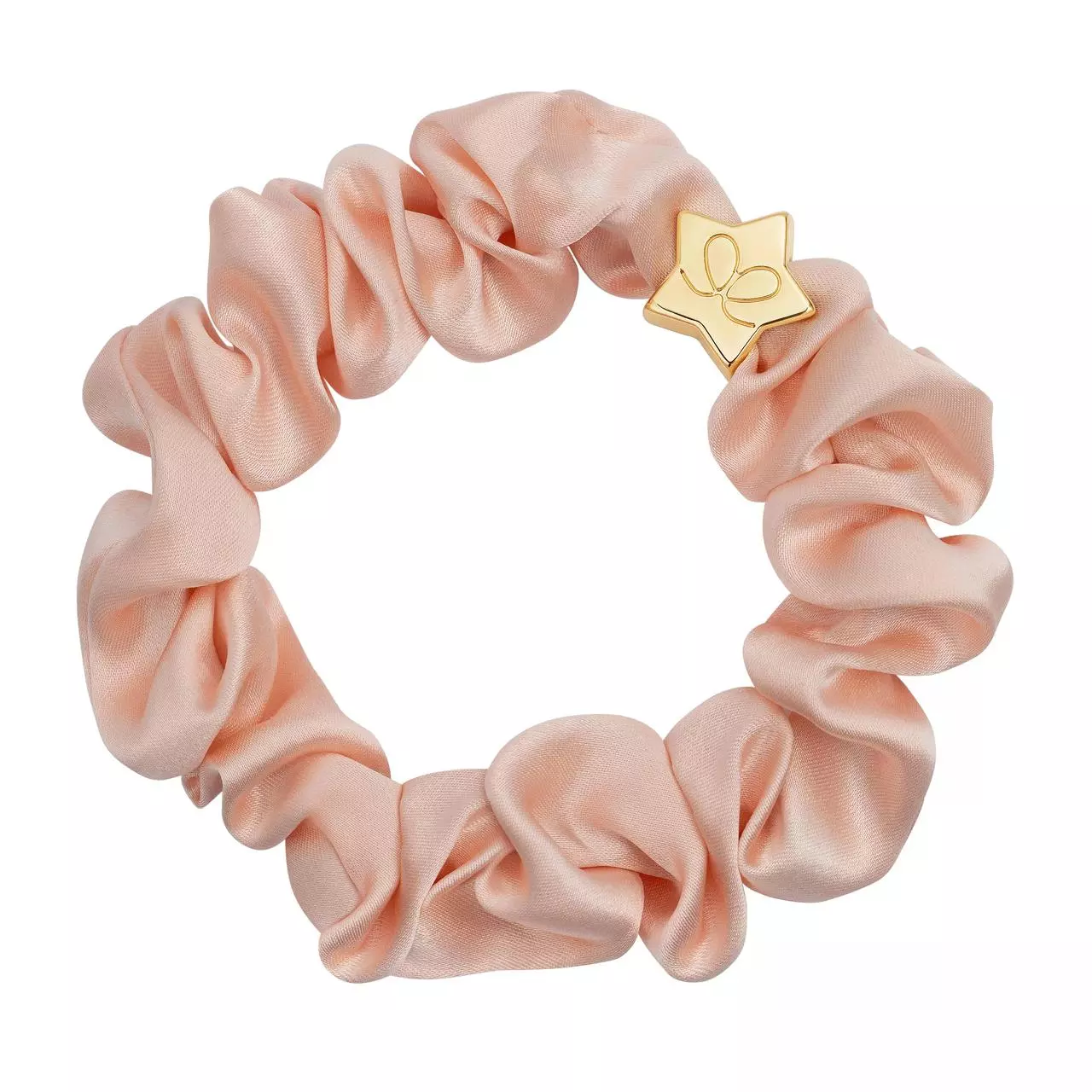 byEloise Gold Star Silk Skinny Scrunchie, rosa