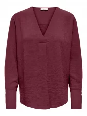 JDY Lion l/s V-neck Top, burgunder
