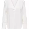 JDY Lion l/s V-neck Top, offwhite