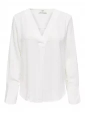 JDY Lion l/s V-neck Top, offwhite