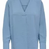 JDY Lion l/s V-neck Top, blågrå