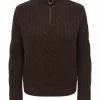 JDY Andrea L/S Zip cable pullover knit, brun