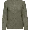 JDY Andrea L/S Zip cable pullover knit, grønn