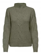 JDY Andrea L/S Zip cable pullover knit, grønn
