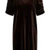 Part Two Didem Dress, velurkjole med V-hals, brun