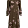 Isay Ane Classic Dress, lang kjole med krage, grønn