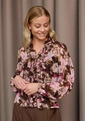 Isay Vibse Ruffle Blouse, rosa/brun