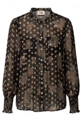 Isay Otella Smock Shirt, sort mønstret