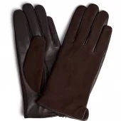 Depeche Gloves w/suede, mørk brun semsket