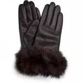 Depeche GLoves with fur, mørk brun