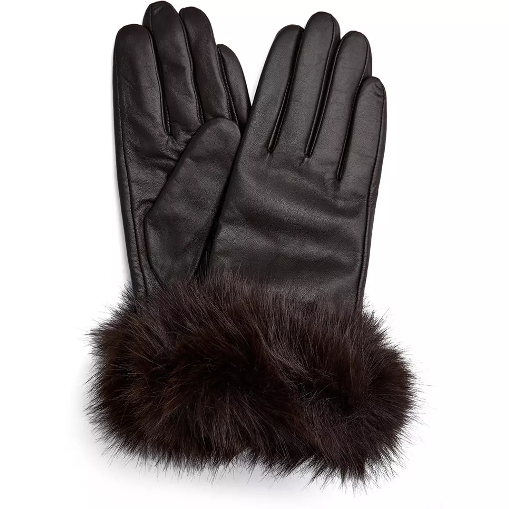 Depeche GLoves with fur, mørk brun