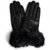 Depeche Gloves with fur, sort
