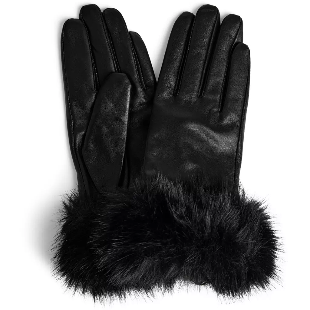 Depeche Gloves with fur, sort