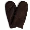 Depeche Sheepwool mitters, mørk brun, semsket