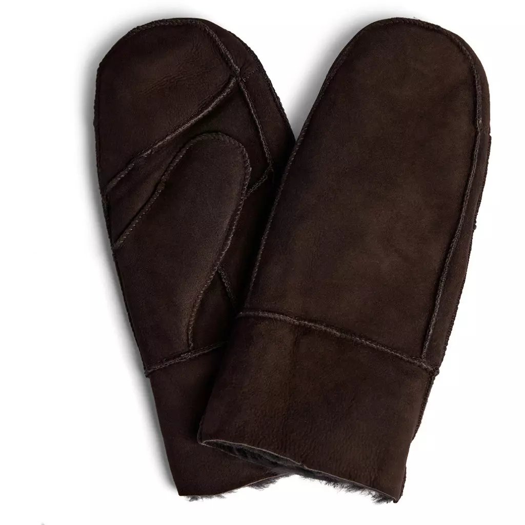 Depeche Sheepwool mitters, mørk brun, semsket