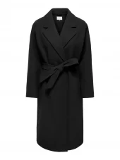 JDY Vega Long Belt Coat, sort