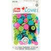 Prym Love – Non-sew Color Snaps – Blomst Turkis/grønn/rosa - 13,6 mm