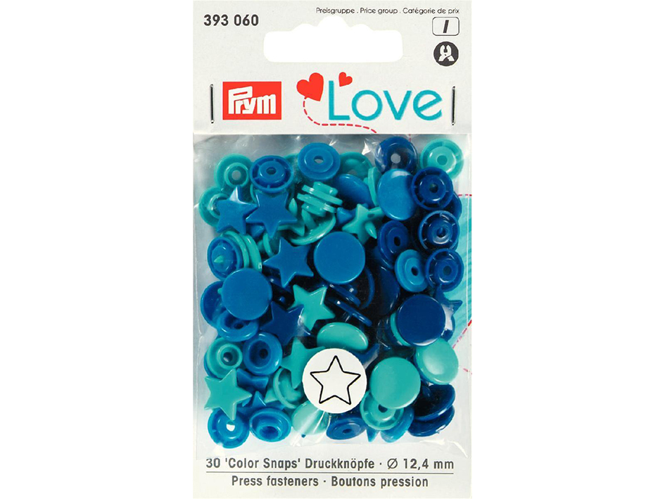 Prym Kjærlighet Color press.fast.pl.Star 12.4mm blå / turq. / Blekk