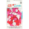 Prym Love – Non-sew Color Snaps – Hjerte rød/hvit/rosa -12,4 mm