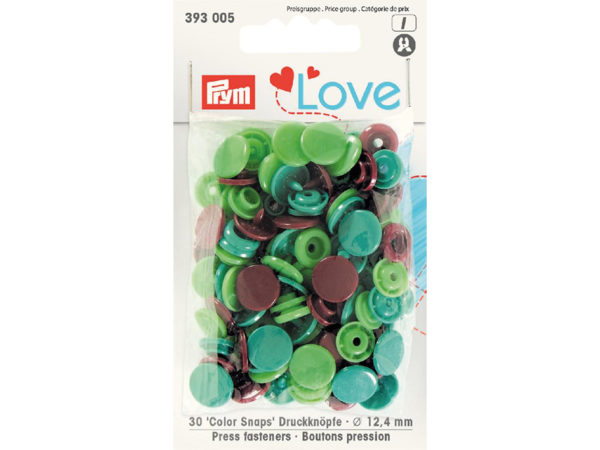 Prym Love – Non-sew Color Snaps – Grønn/brun - 12,4 mm