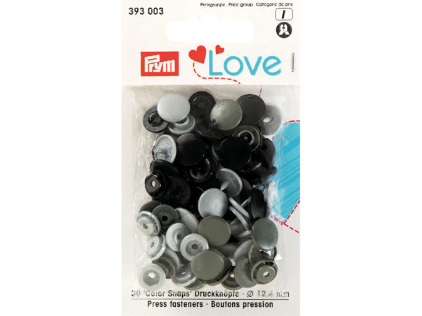 Prym Love – Non-sew Color Snaps – Grey - 12,4 mm